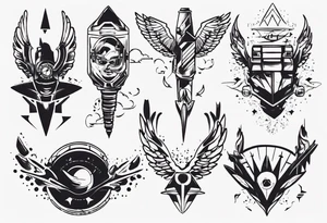 skydiving and shooting guns tattoo idea