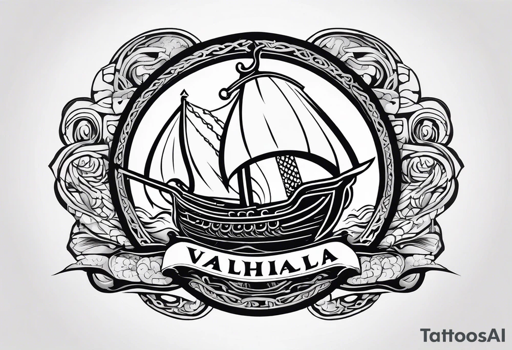 Valhalla sword shield viking ship dragon head tattoo idea Valhalla sword shield viking ship dragon head tattoo idea