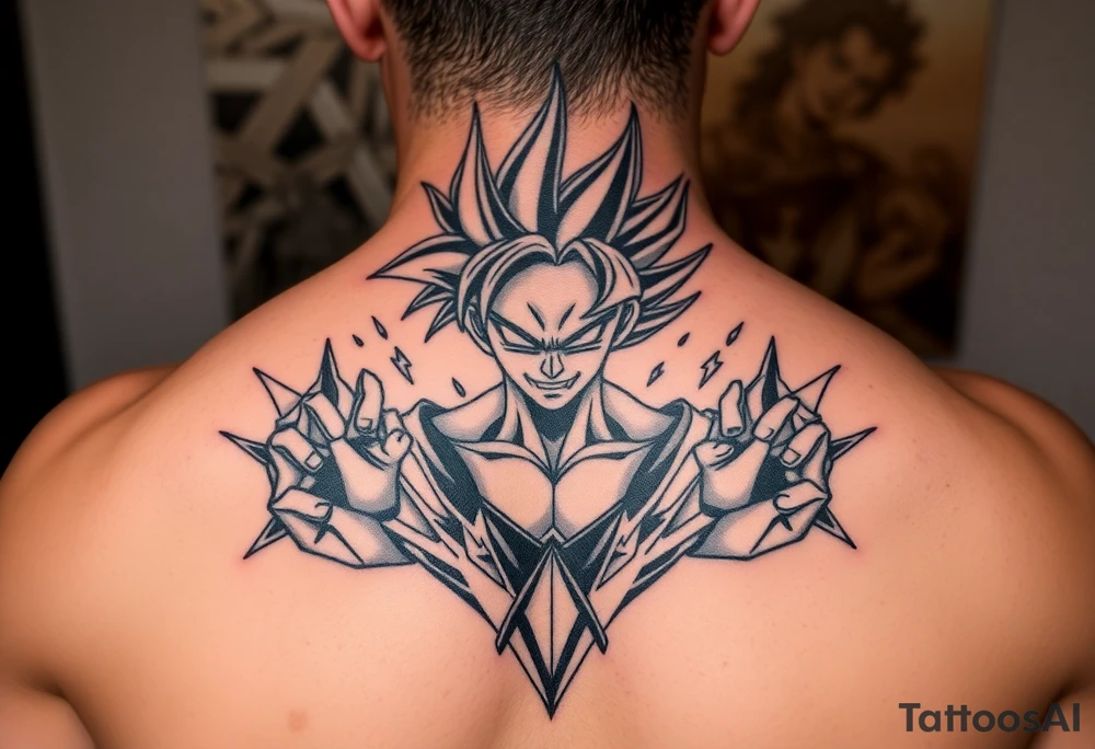 legendary dragonball z scene with energy aura and power effects tattoo idea