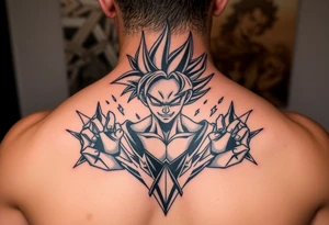 legendary dragonball z scene with energy aura and power effects tattoo idea