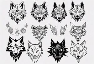 wolf head in zelda style tattoo idea