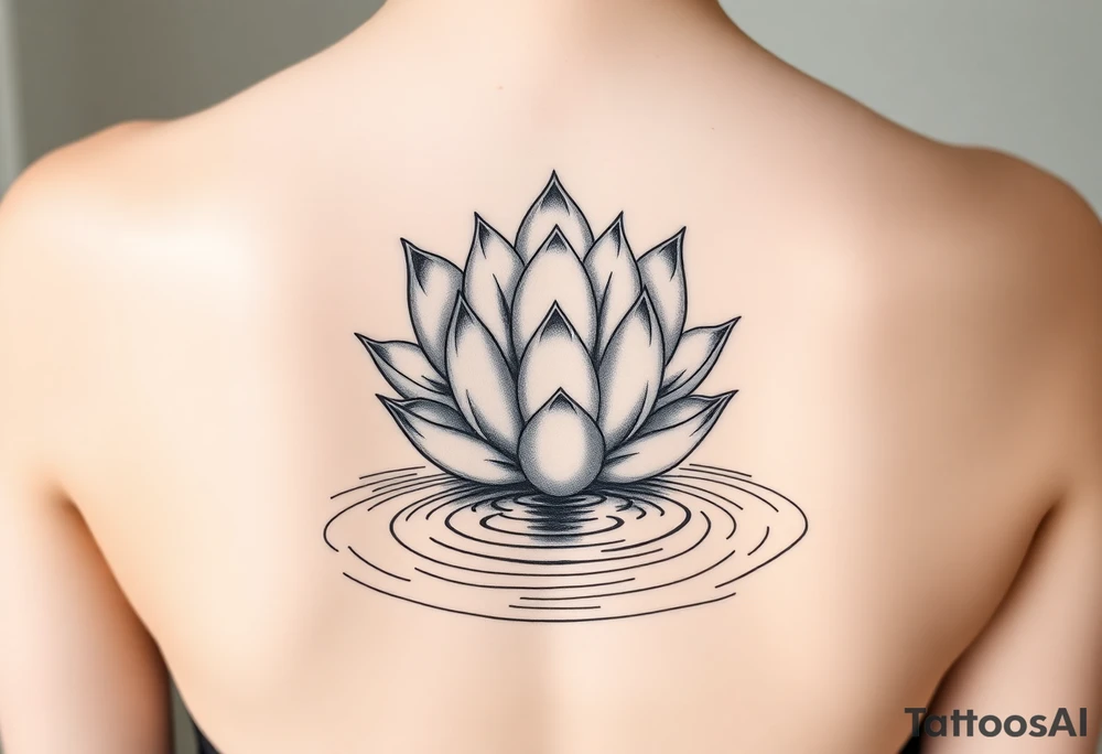 serene lotus flower emerging from sacred waters with ripples tattoo idea