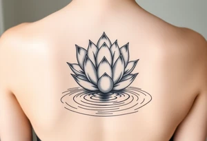 serene lotus flower emerging from sacred waters with ripples tattoo idea