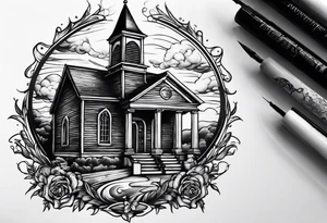 church burning down tattoo idea