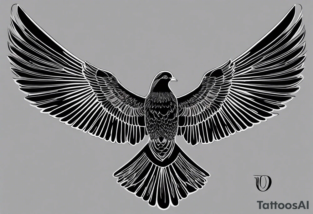 The dove is positioned lower on the forearm, with its wings gracefully outstretched as if gliding through the air. Its body is sleek and streamlined, conveying a sense of elegance and agility.
- The magpie is depicted higher up on the forearm, diving down aggressively with its wings spread wide and feathers ruffled. Its beak is open, suggesting a cry or battle call.
- The wind is represented by swirling patterns around the birds, creating a dynamic sense of movement. The lines of the wind should flow with the natural contours of the arm.
- The overall composition should balance the graceful flight of the dove with the bold attack of the magpie, capturing the intensity of the dogfight. tattoo idea