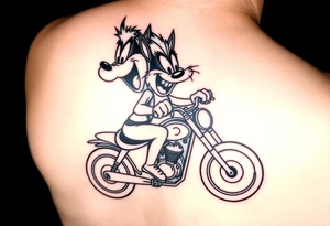 Mr. And Mrs. Taz looney tools characters riding a motorcycle tattoo idea