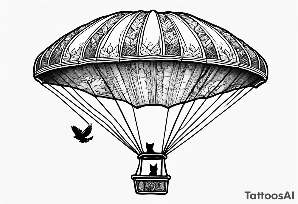parachuting cat tattoo idea