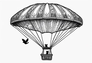 parachuting cat tattoo idea