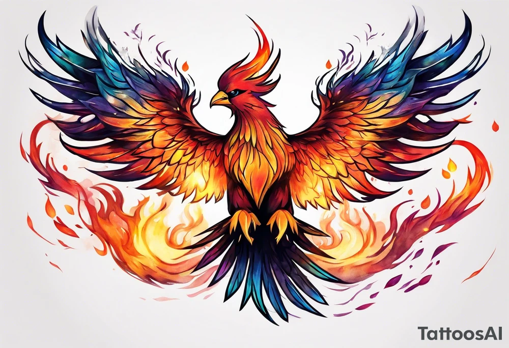 Phoenix flying out of fire tattoo idea