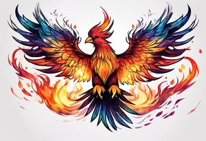 Phoenix flying out of fire tattoo idea