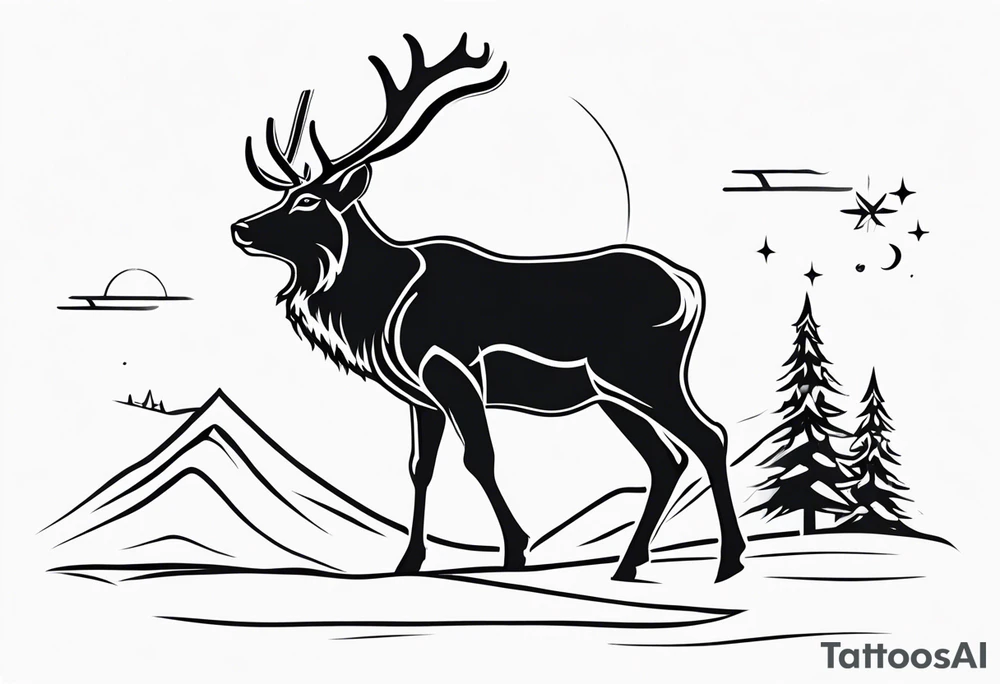 north pole reindeer tattoo idea