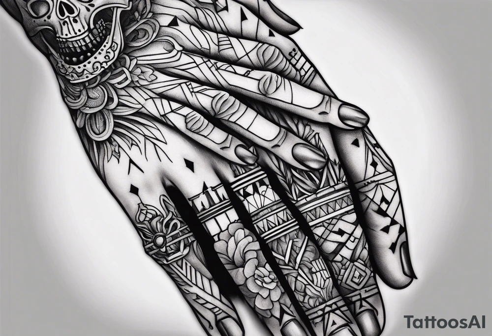 Skeletons holding fingers tattoo idea