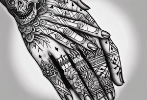 Skeletons holding fingers tattoo idea