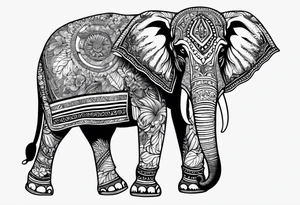 compas thailand country outline with elephant tattoo idea