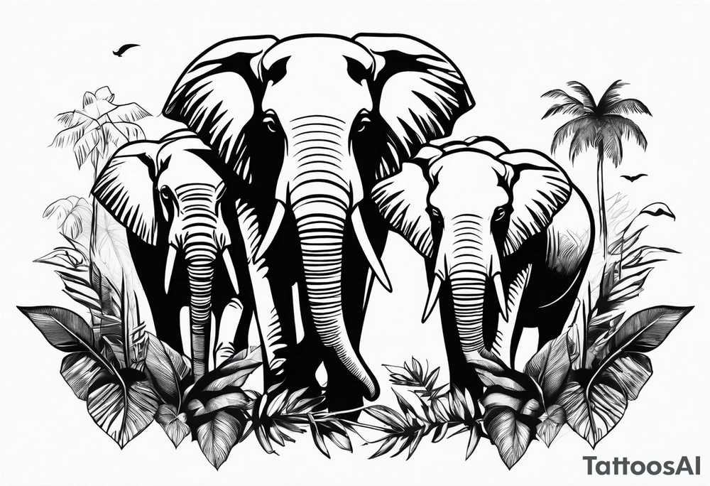 ELEPHANTS IN JUNGLE tattoo idea