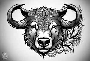 Make me a tattoo of half a bear's face and half a bull's tattoo idea