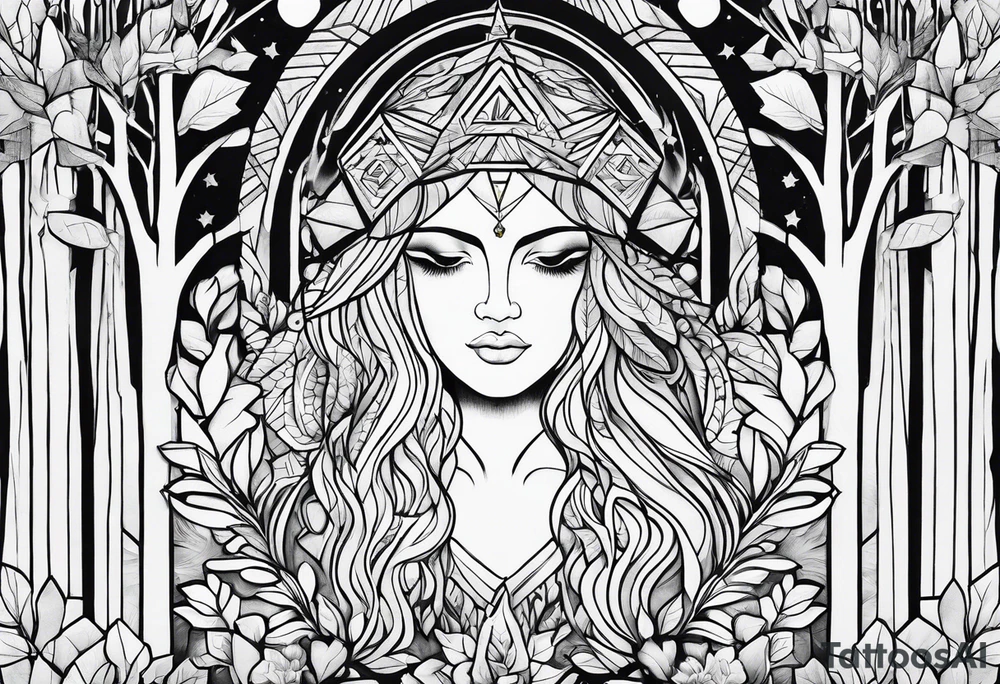 forest, lineswork tattoo idea