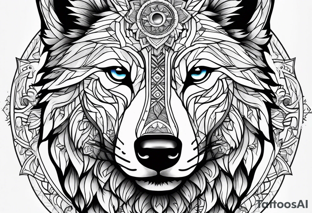 a psychedelic wolf tattoo idea