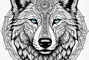 a psychedelic wolf tattoo idea