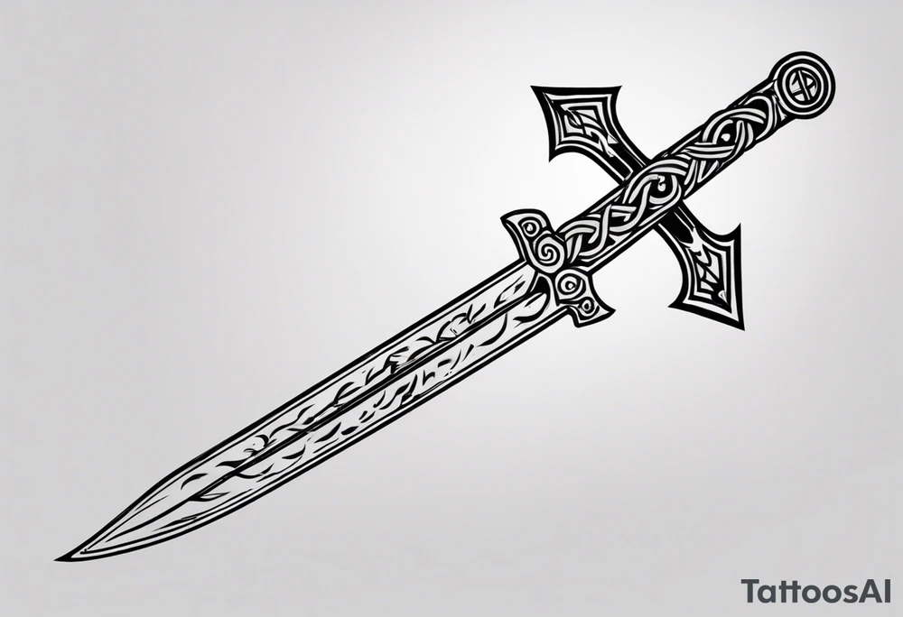 Simple memorial tattoo A sword runs through a laurel leaf with the number 13 tattoo idea