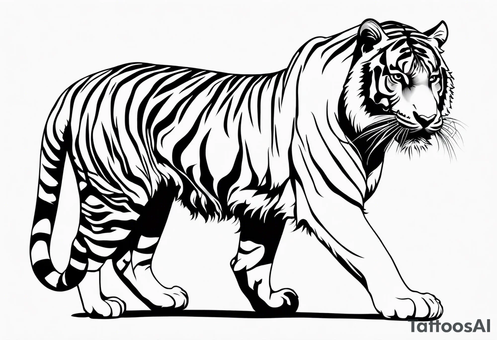 full tiger body crouching tattoo idea