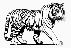 full tiger body crouching tattoo idea