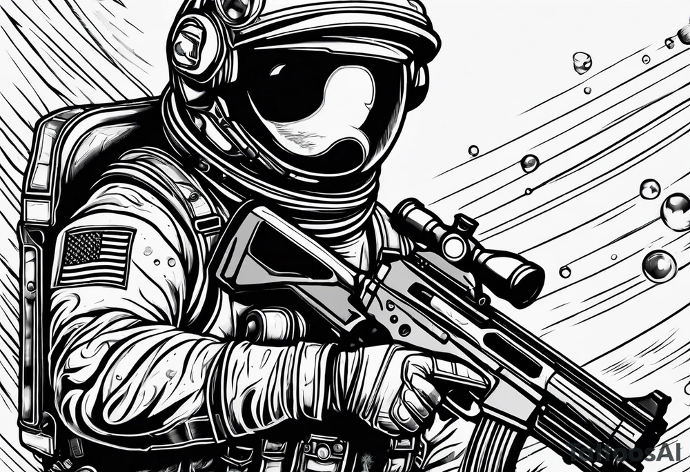 Astronaut Tries to Kill Himself with a Gun American Traditional tattoo idea