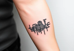 system of 100 thin curved plumbing pipes tattoo idea