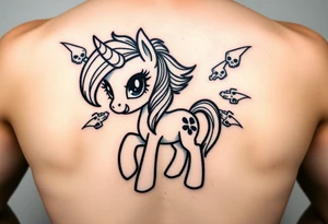 Demonic my little pony with skulls tattoo idea