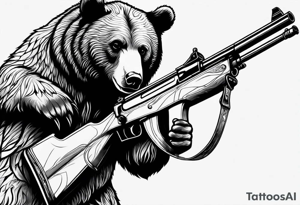 Bear and rifles tattoo tattoo idea