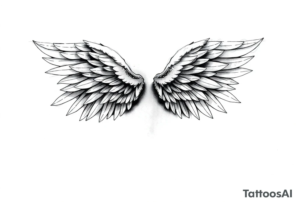 Realistic angelwings on a back tattoo idea