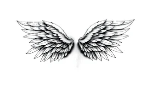 Realistic angelwings on a back tattoo idea