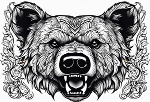 growling bear head with arms tattoo idea