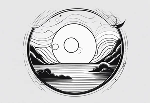 sol assimétrico com raios ondulados tattoo idea