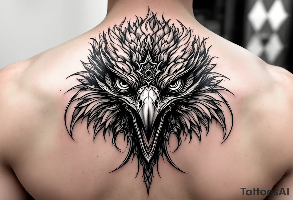 Fierce bird with all seeing gaze and sharp talons tattoo idea