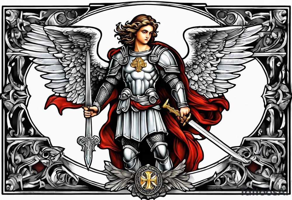 image of st michael the archangel with sword and shieldtattoo tattoo idea