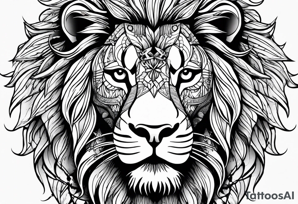 lion skeleton body tattoo idea
