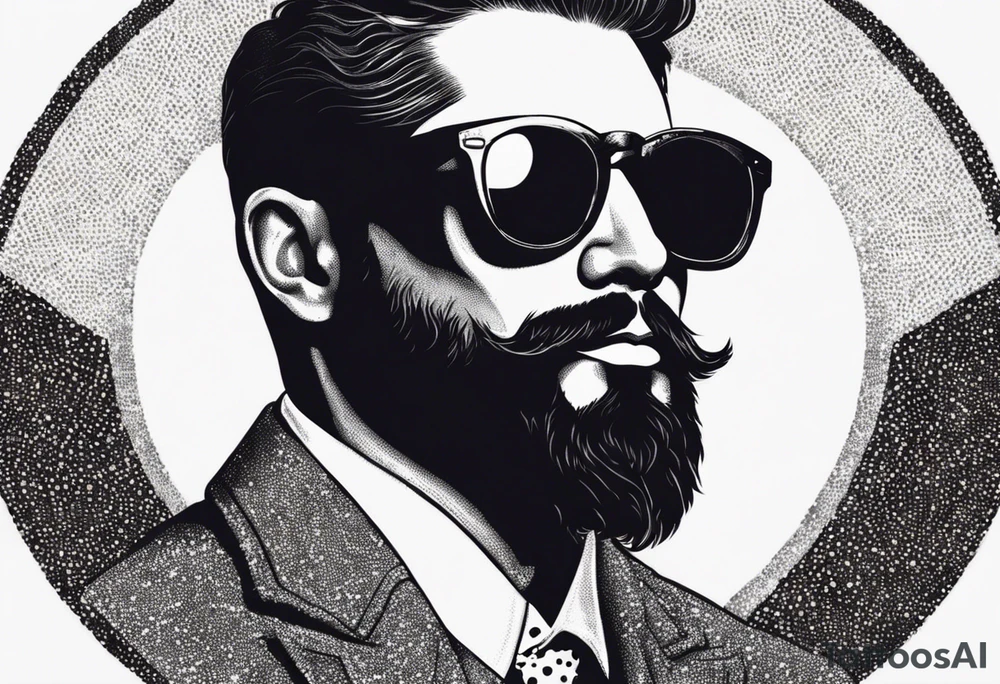 capricorn with beard and sunglasses tattoo idea