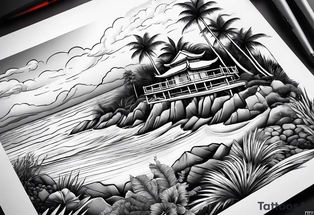 Beach landscape infront of me tattoo idea