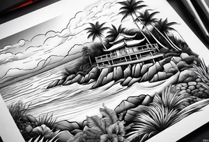Beach landscape infront of me tattoo idea