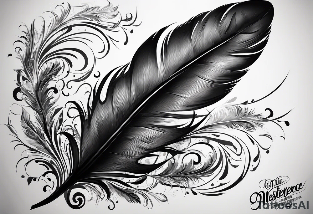 feather with text above “ I’ll be there till the end” And text below “I’m already there” tattoo idea
