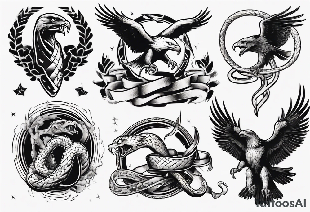The snake is fighting with an eagle tattoo idea