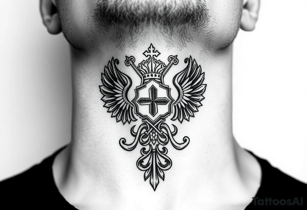 russian christian orthodox military neck design front facing tattoo idea