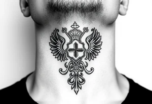russian christian orthodox military neck design front facing tattoo idea