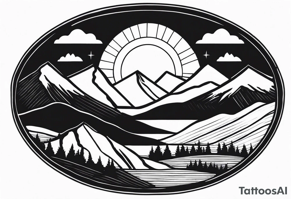 Sunset Over Mountains tattoo idea