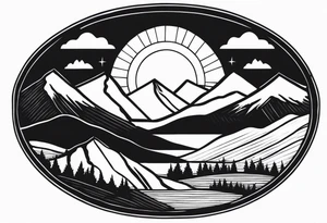 Sunset Over Mountains tattoo idea