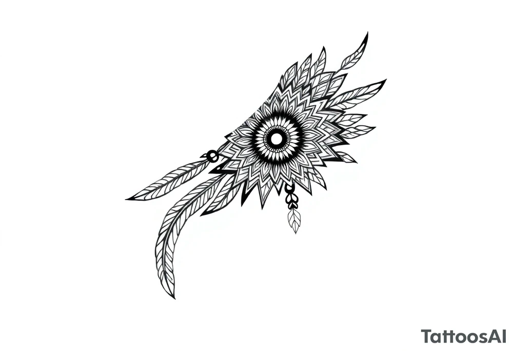 spiritual feather indian mandala shaman tattoo idea