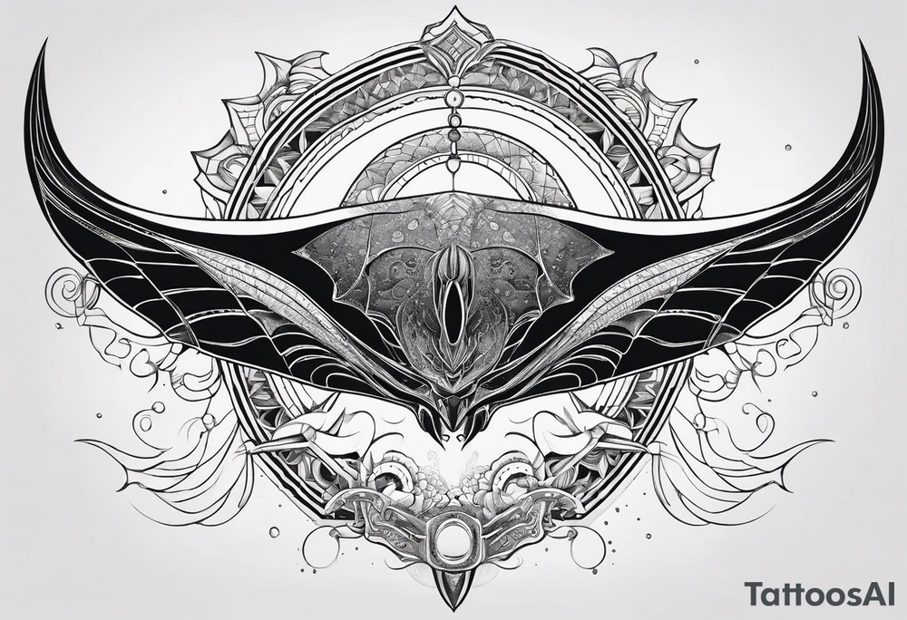 cosmic manta ray symmetrical tattoo idea