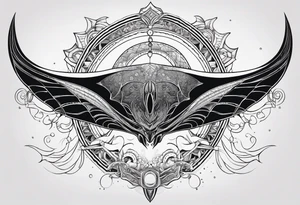 cosmic manta ray symmetrical tattoo idea