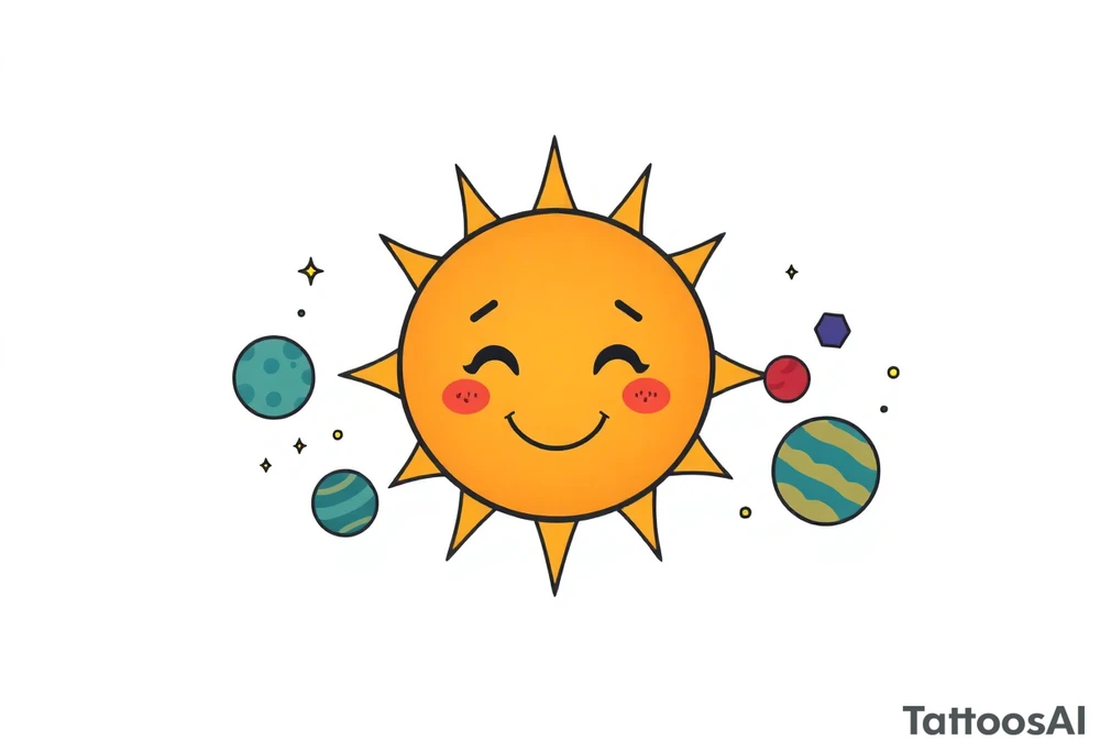 Smiley Cute solar system tattoo idea